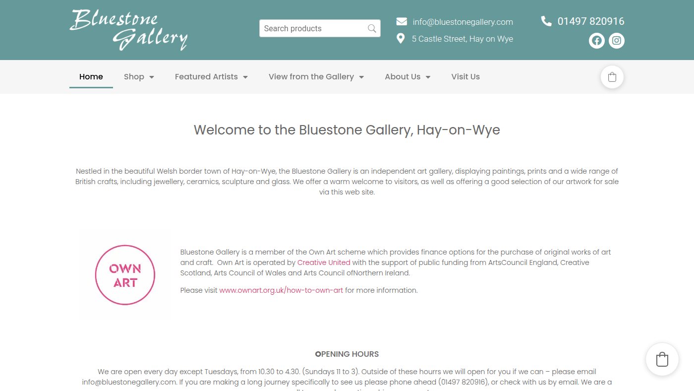 The home page of bluestonegallery.com