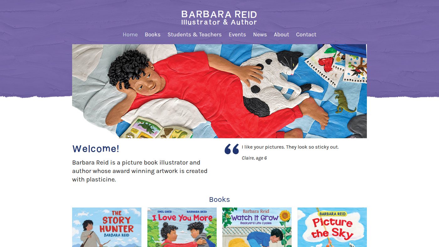 The home page of barbarareid.ca