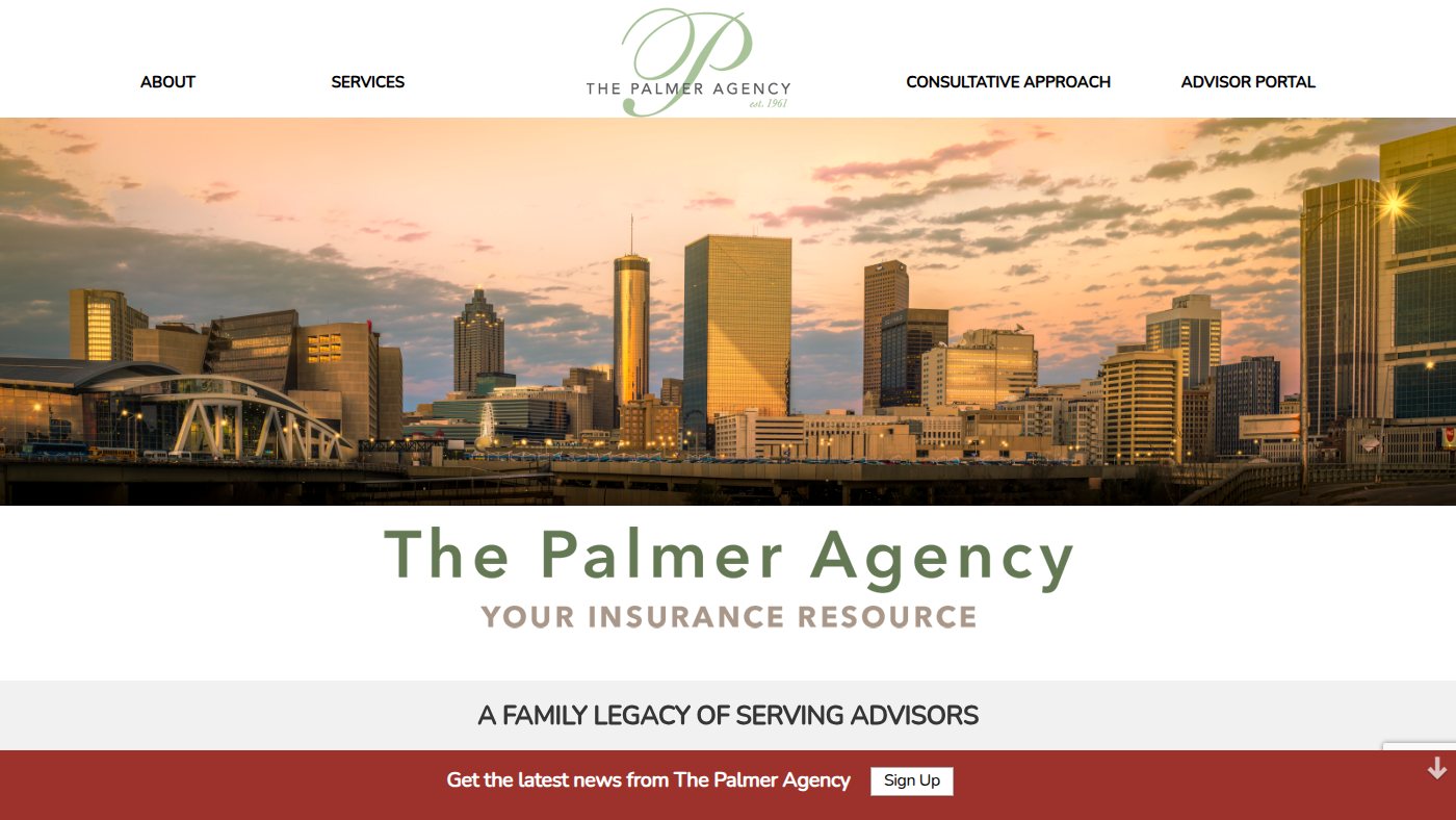 The home page of palmeragency.com