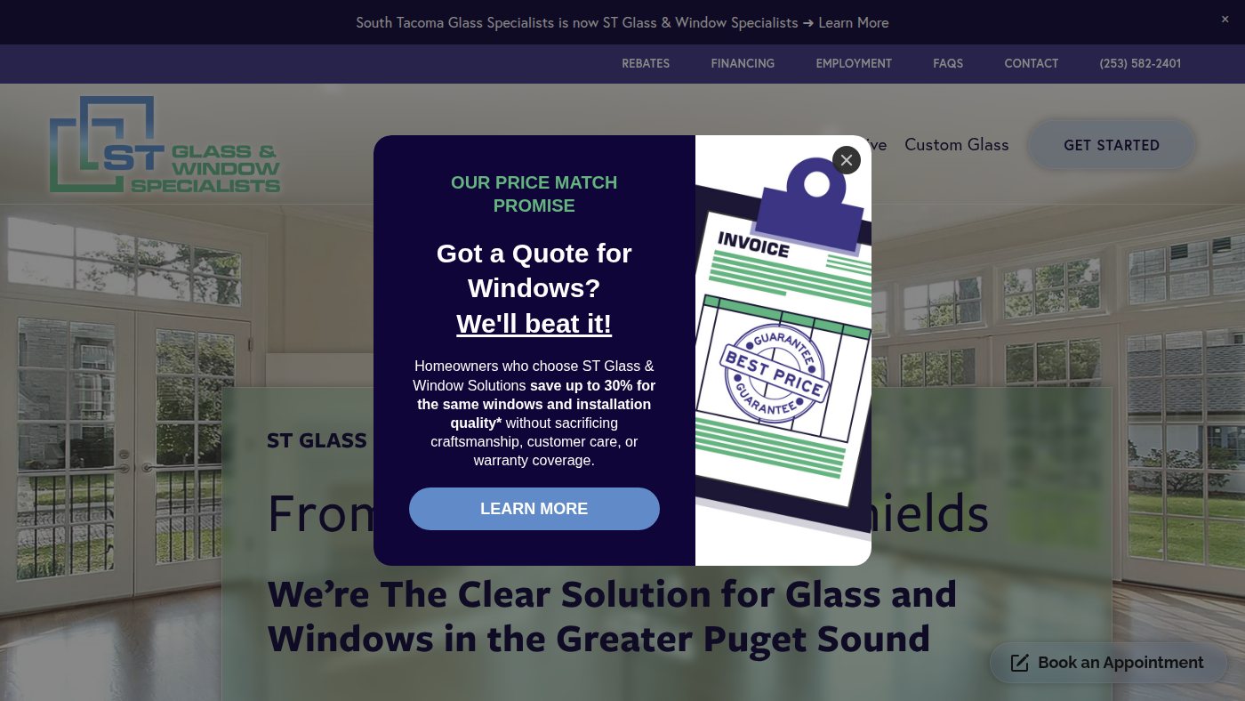 The home page of southtacomaglass.com