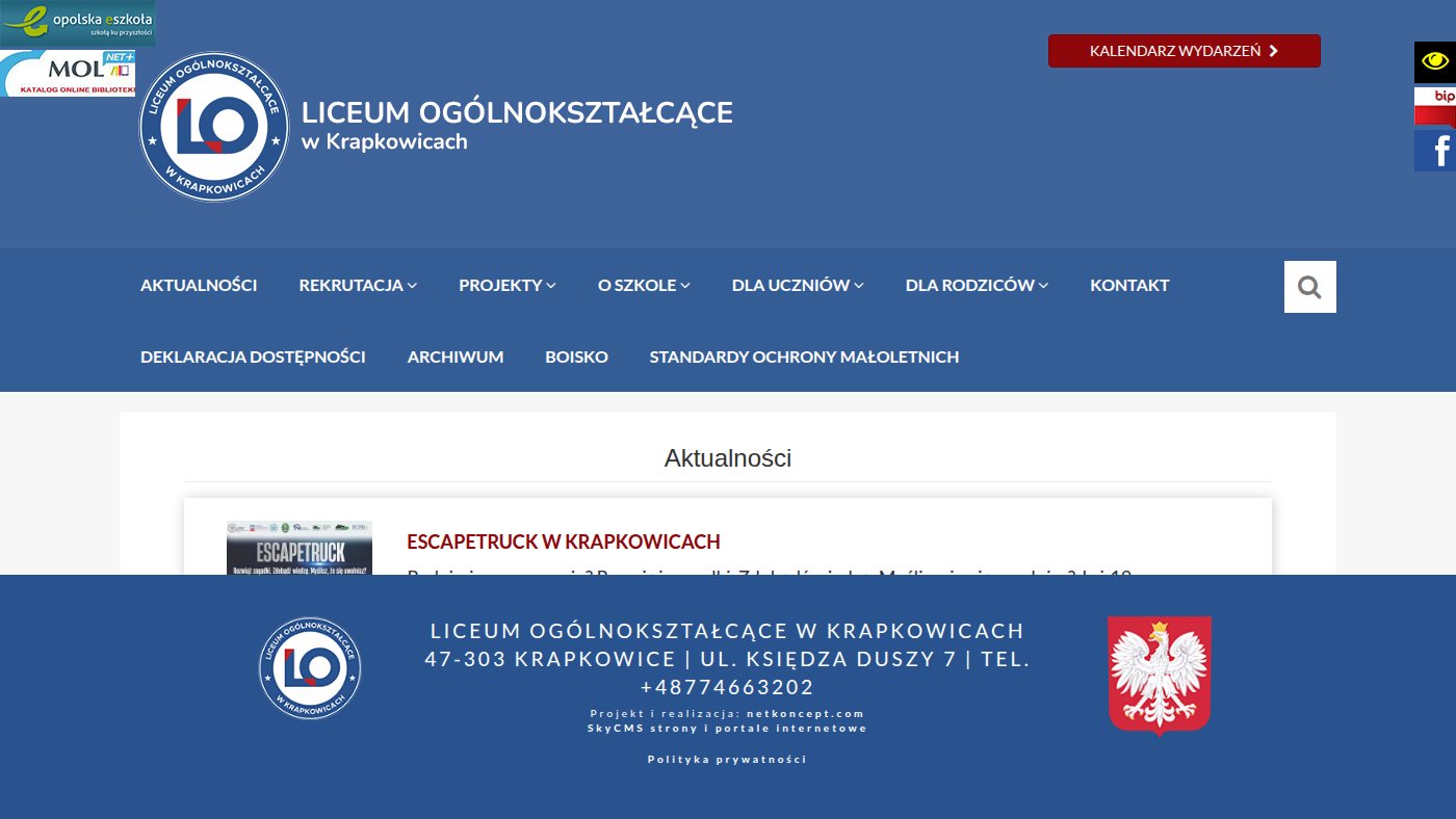 The home page of lo.krapkowice.pl