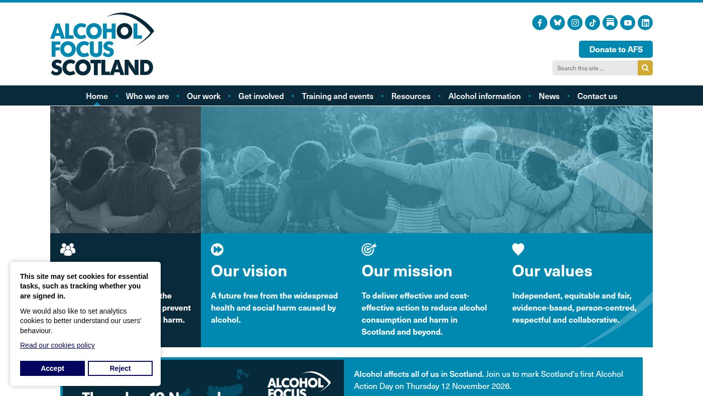 The home page of alcohol-focus-scotland.org.uk