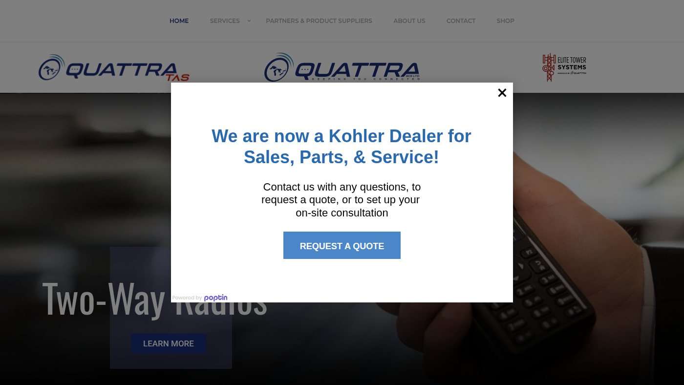 The home page of quattrascs.ca