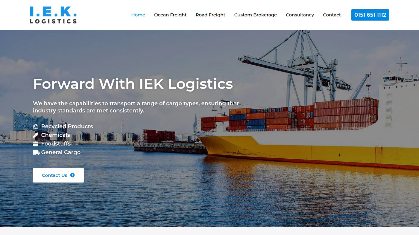 The home page of ieklogistics.com