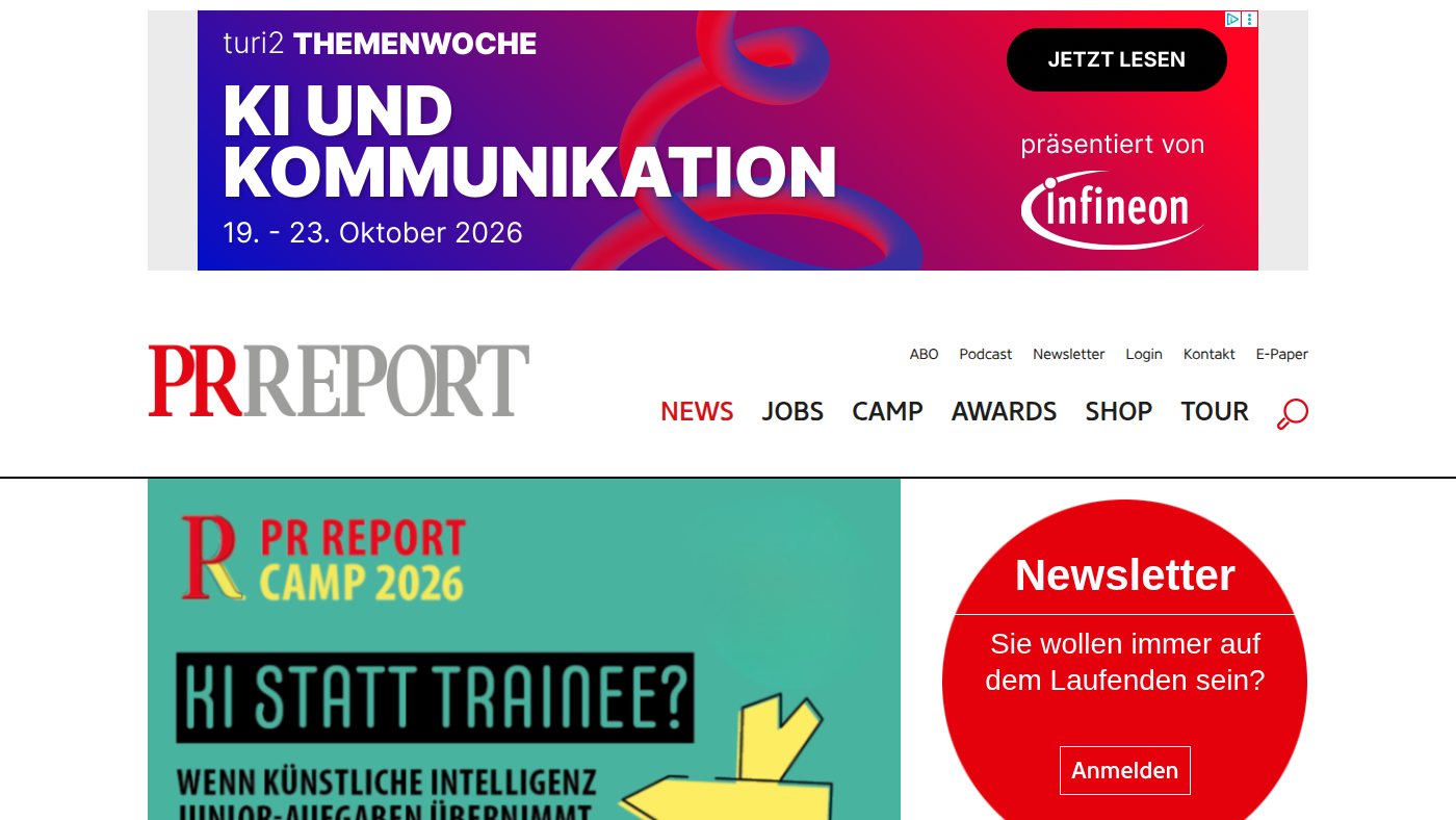The home page of prreport.de