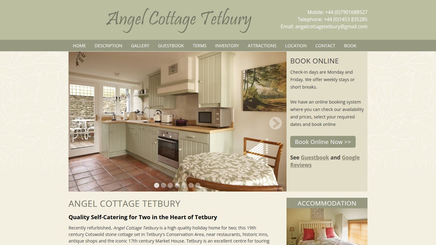 The home page of tetburycottage.co.uk