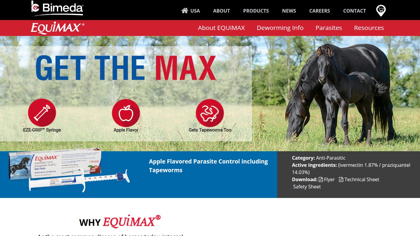 The home page of equimaxhorse.com