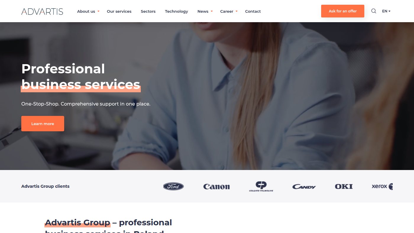 The home page of advartis.eu