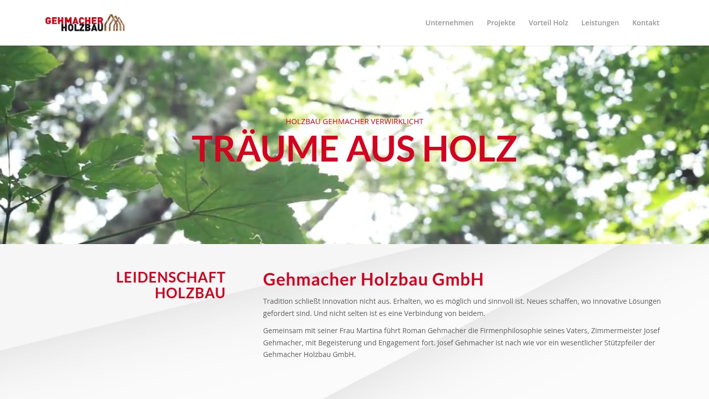 The home page of holzbau-gehmacher.at