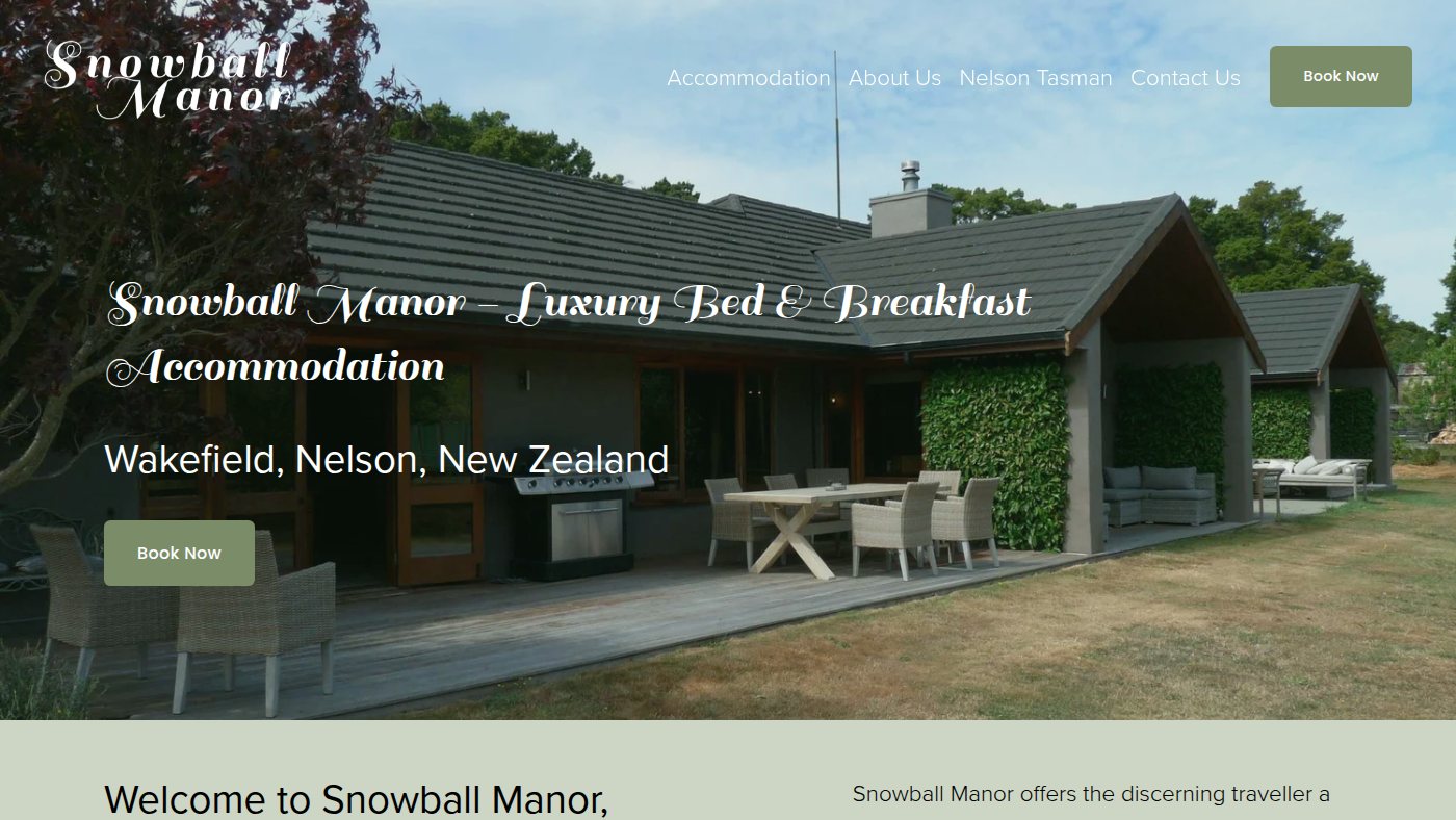 The home page of snowballmanor.co.nz