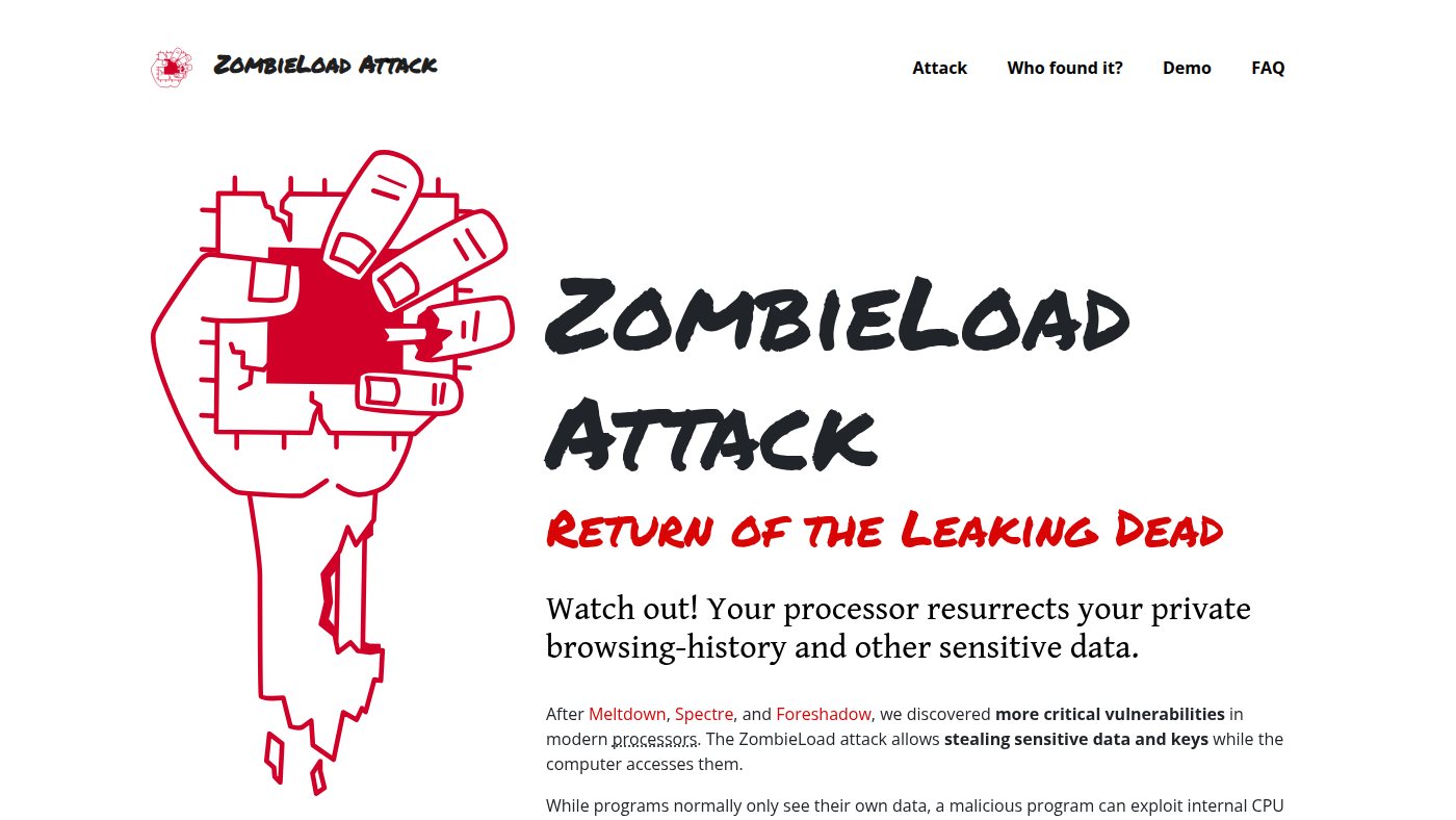The home page of zombieloadattack.com