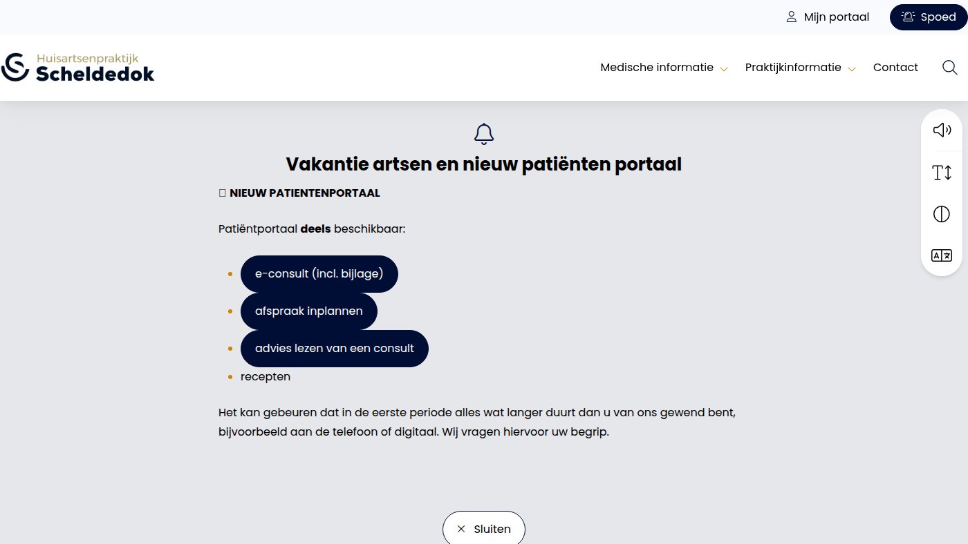 The home page of scheldedokter.nl