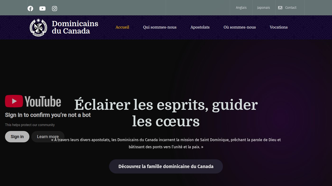 The home page of dominicains.ca