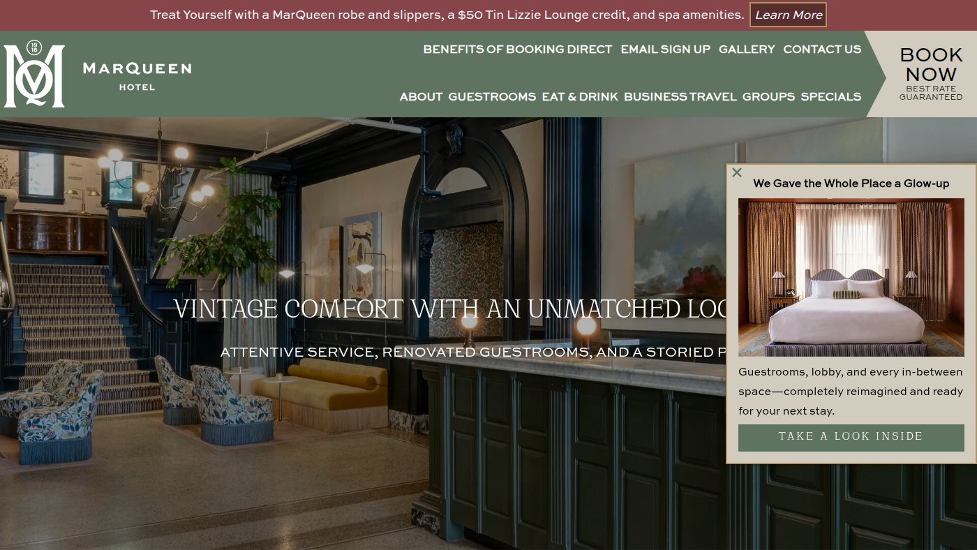 The home page of marqueen.com