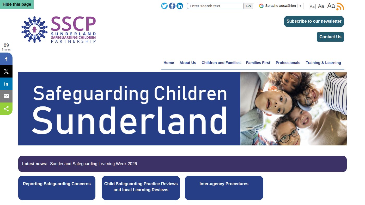 The home page of safeguardingchildrensunderland.com