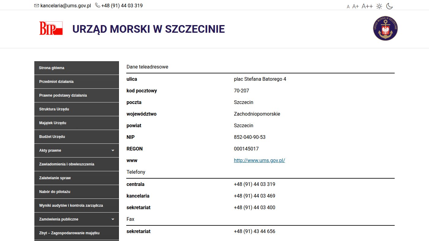 The home page of ums.gov.pl