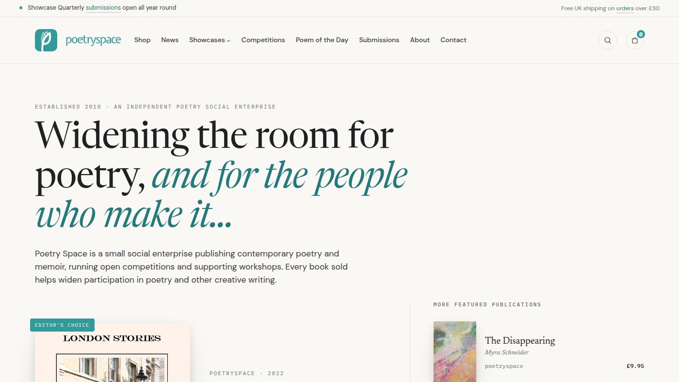 The home page of poetryspace.co.uk