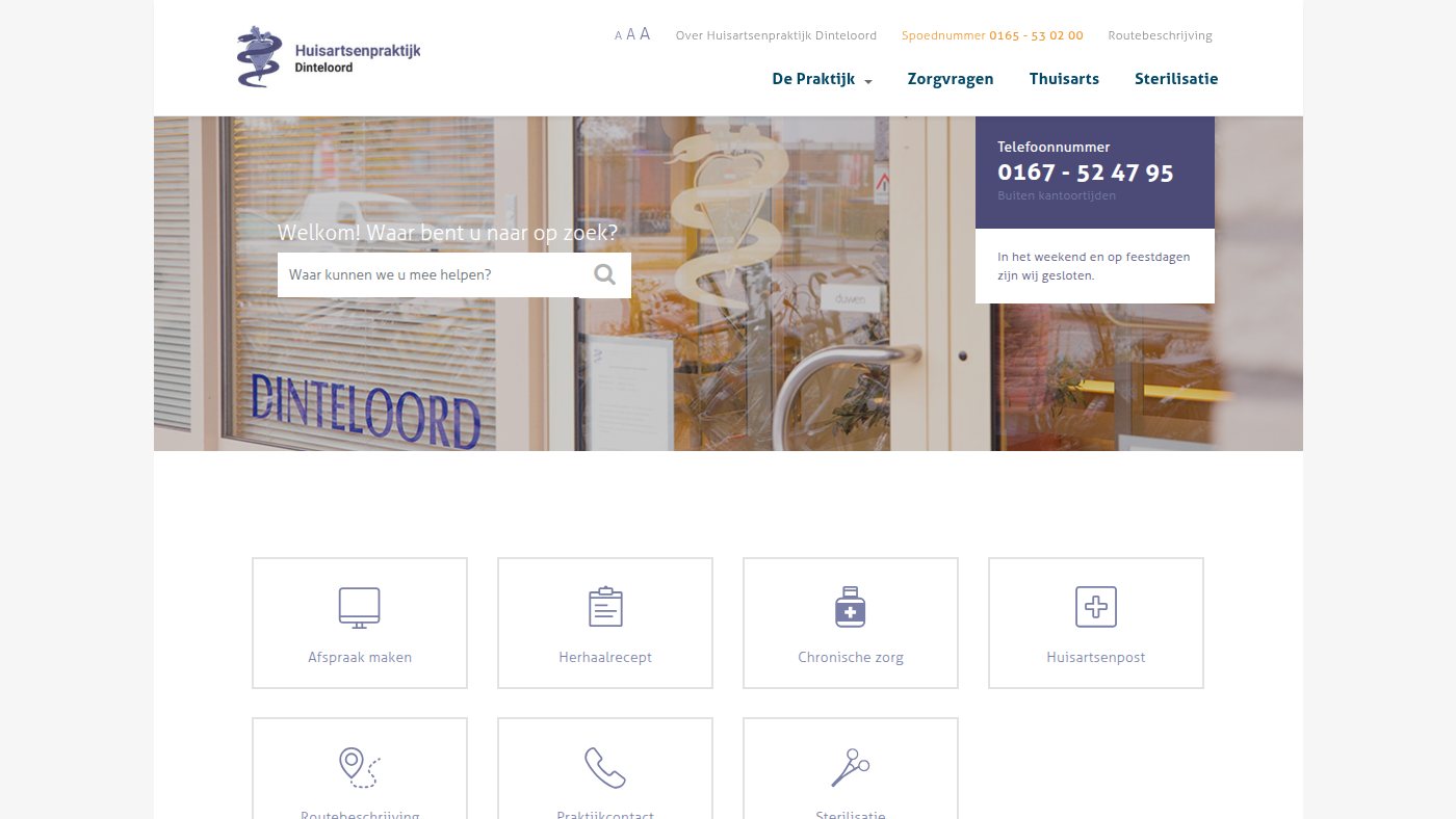 The home page of huisartsenpraktijkdinteloord.nl