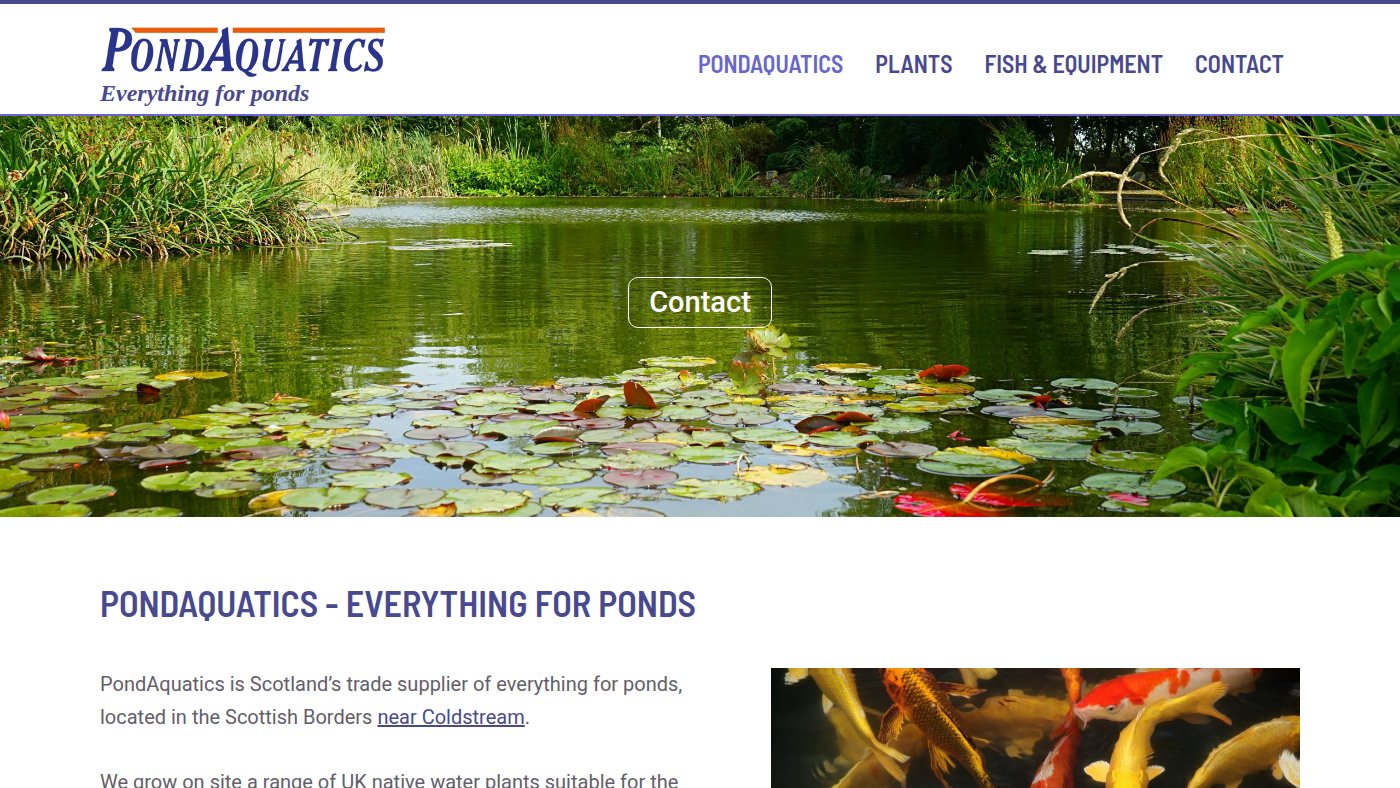 The home page of pondaquatics.co.uk