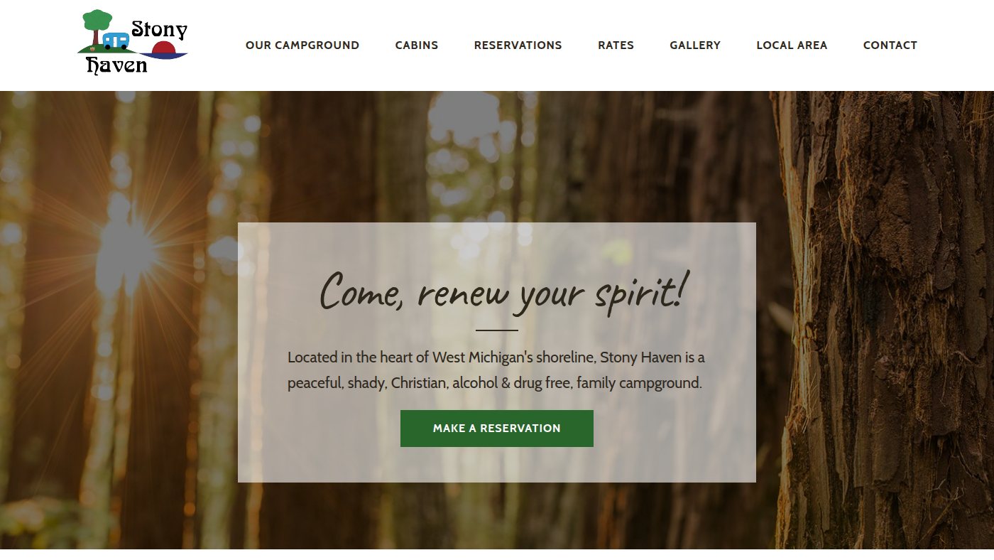 The home page of campstonyhaven.com
