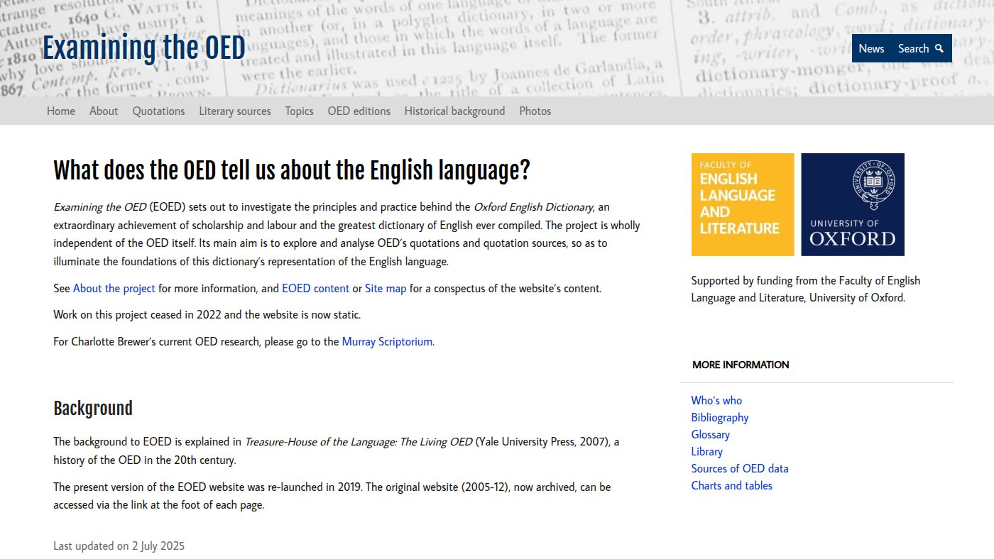 The home page of oed.hertford.ox.ac.uk