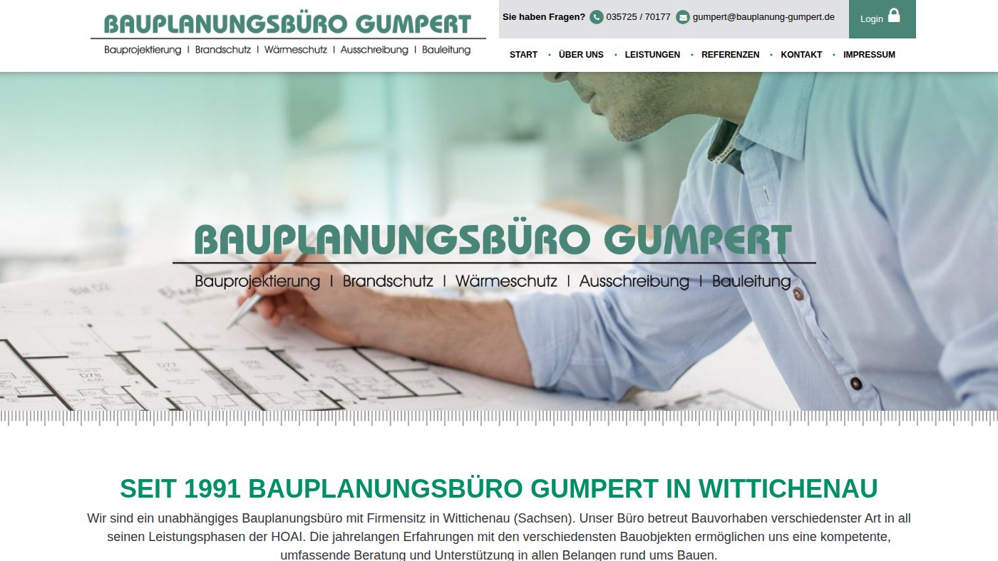 The home page of bauplanung-gumpert.de