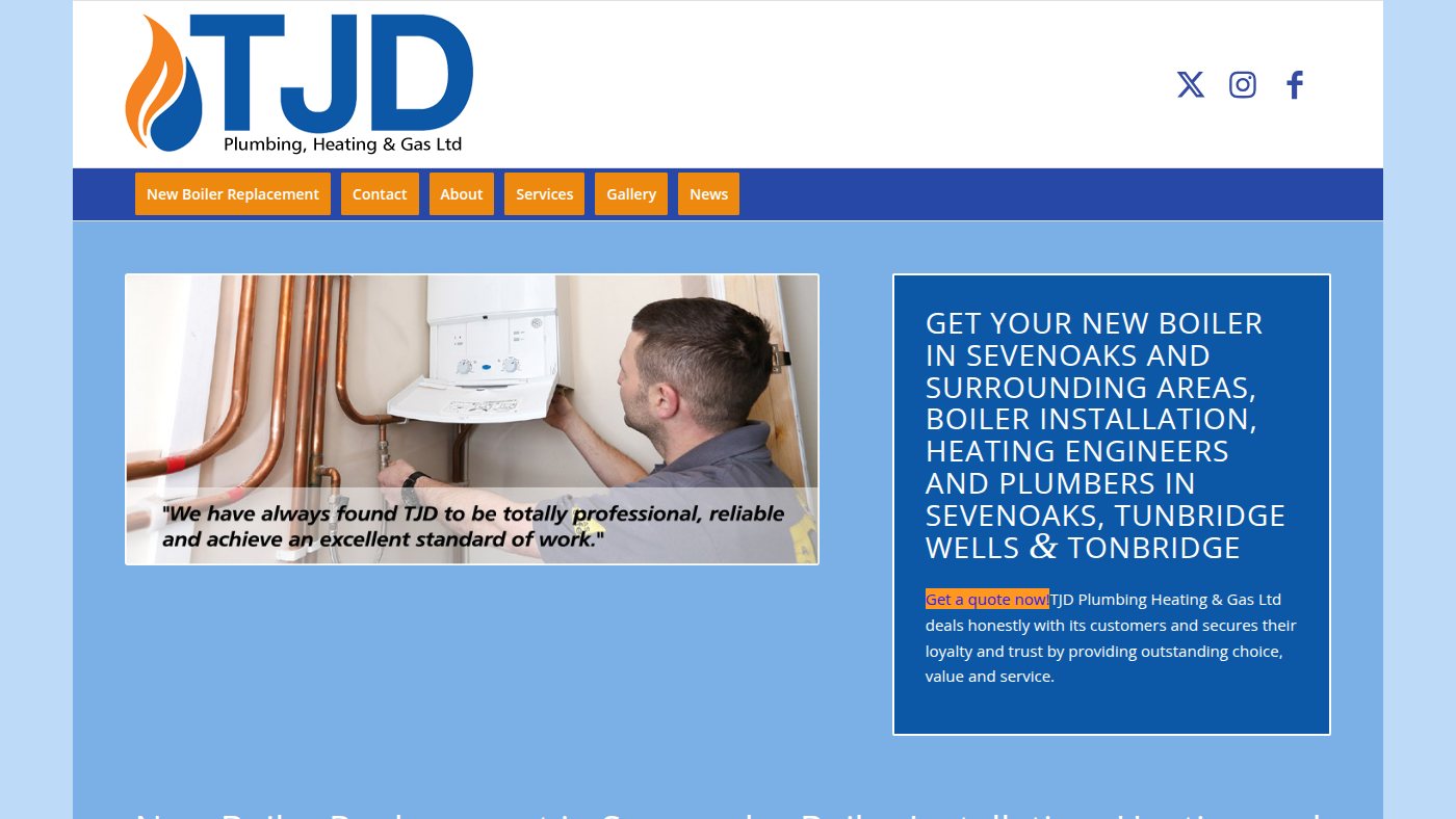 The home page of tjdservices.co.uk