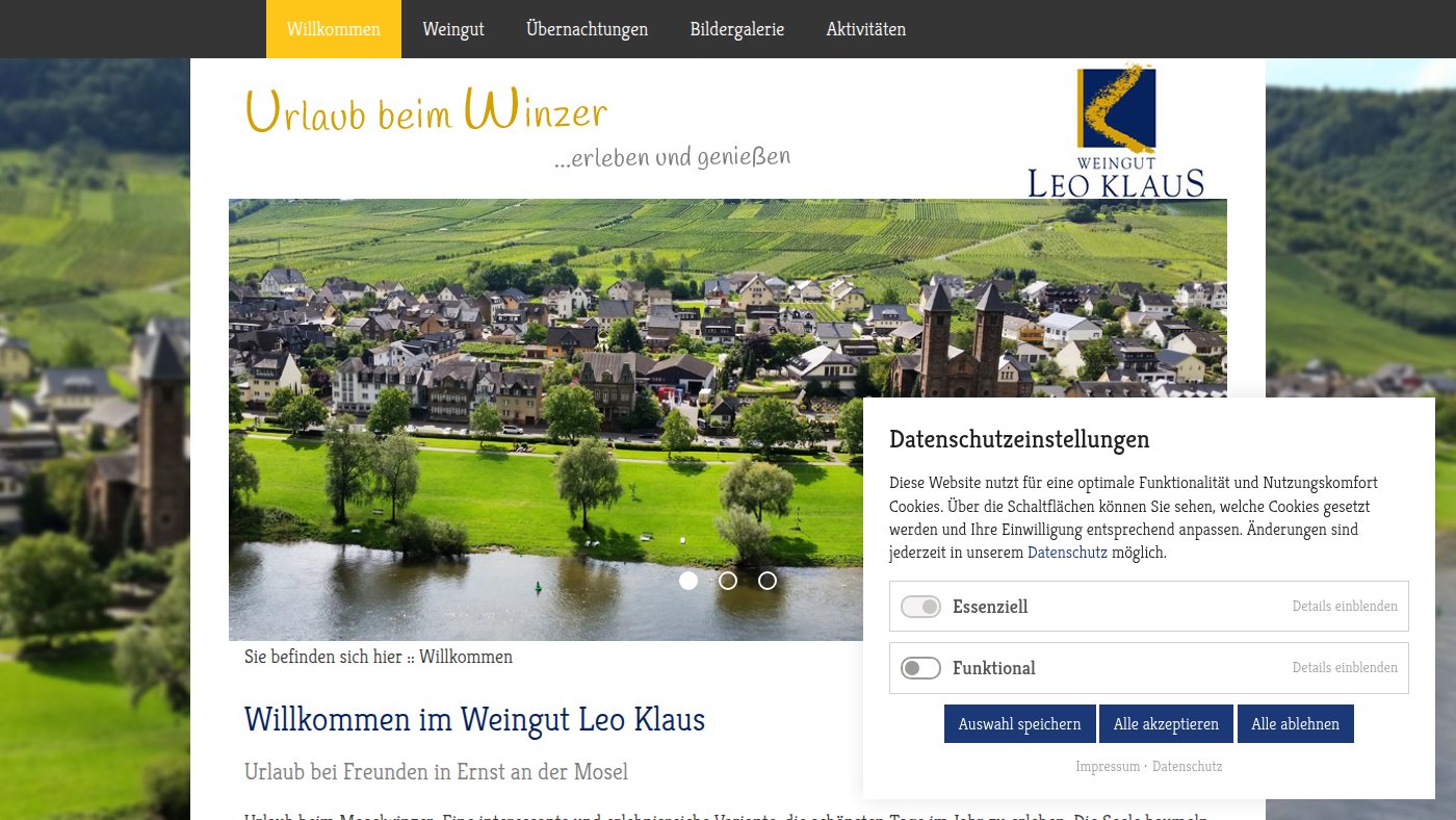 The home page of weingut-klaus.de