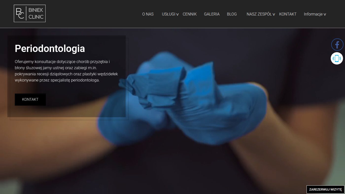 The home page of biniekclinic.pl