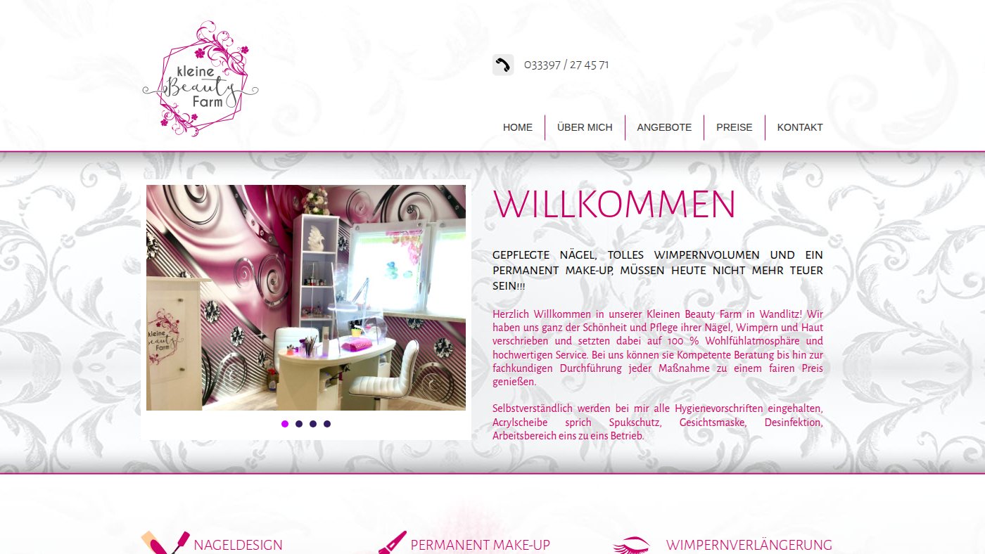 The home page of kleine-beauty-farm.de