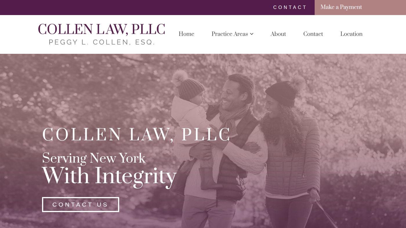 The home page of pcollenlaw.com