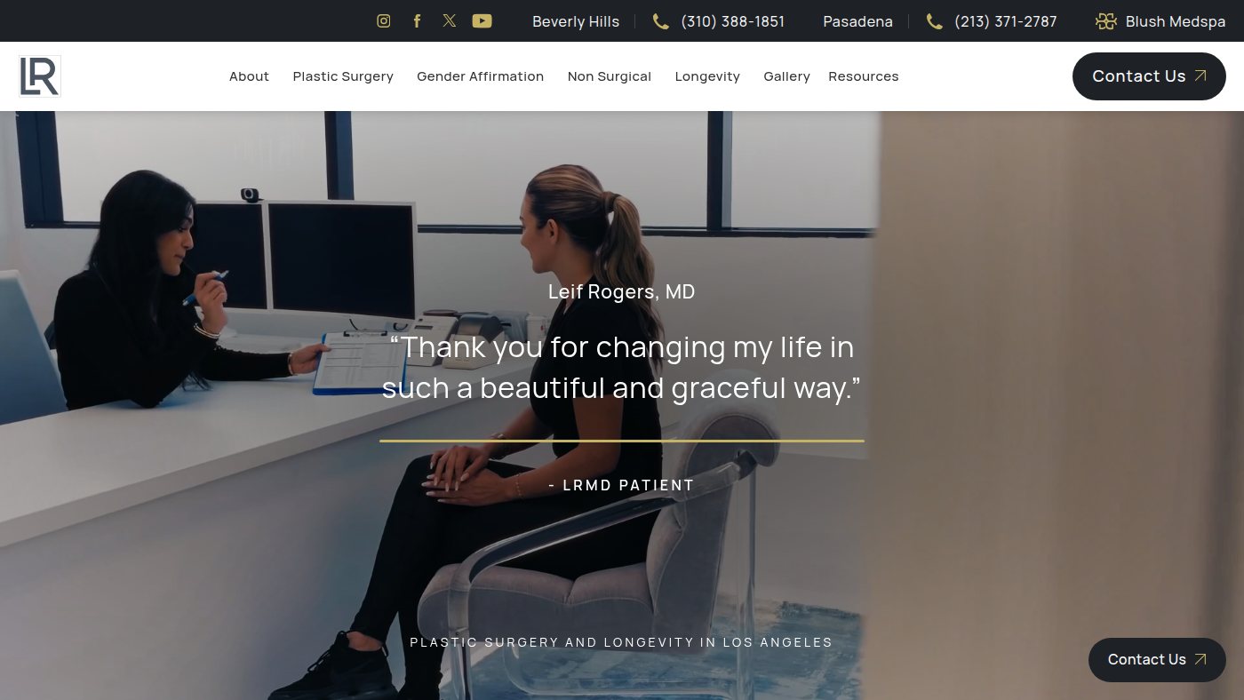 The home page of leifrogersmd.com