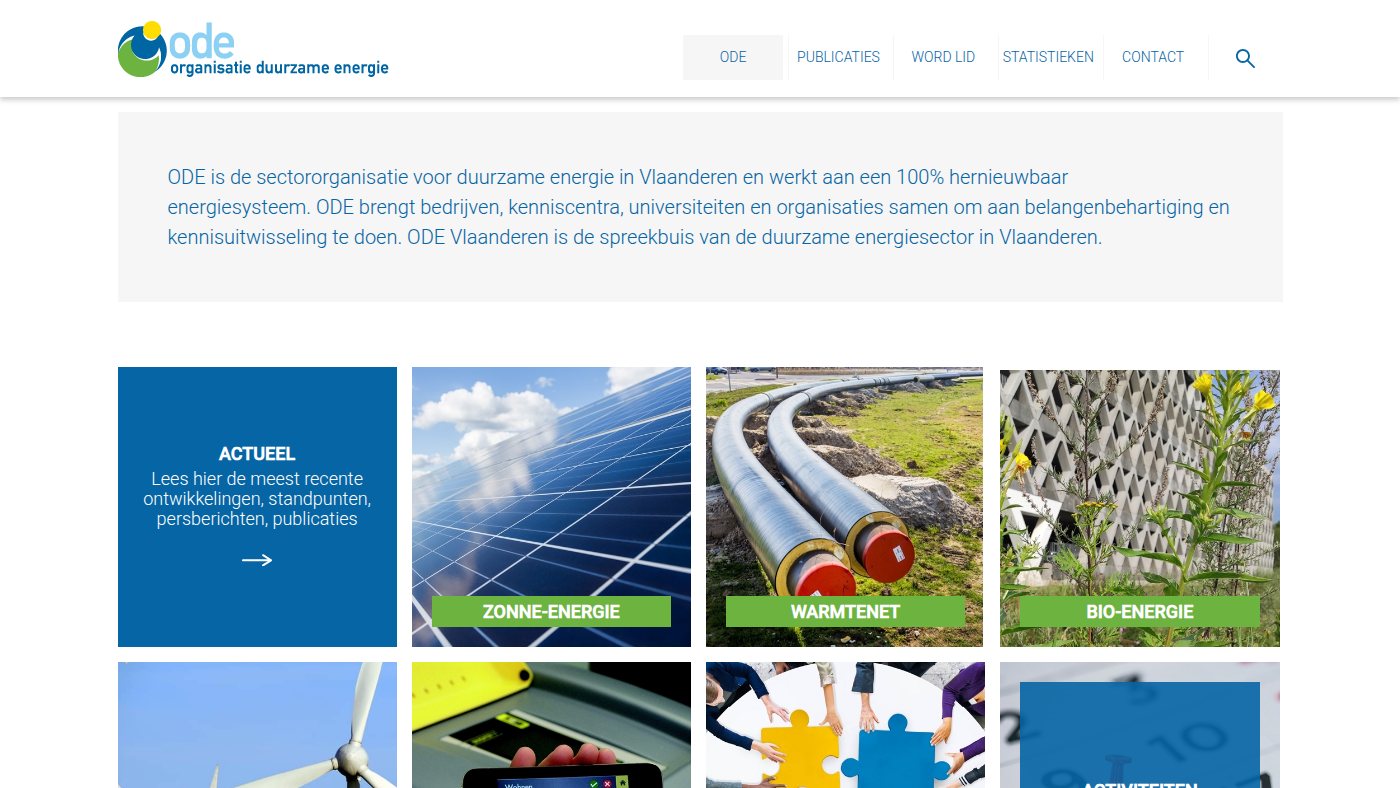 The home page of ode.be