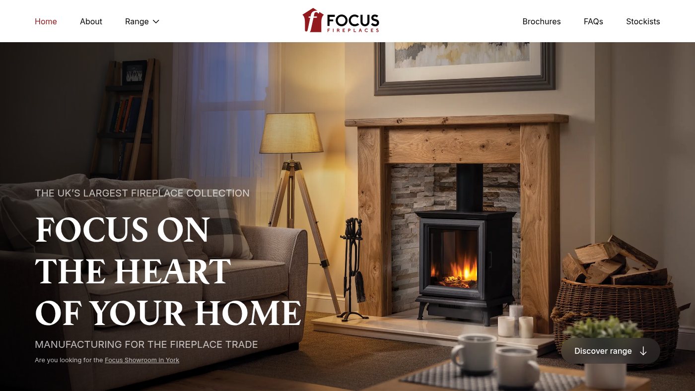 The home page of focusfireplaces.co.uk