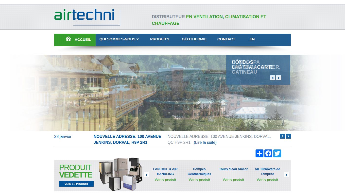 The home page of airtechni.com