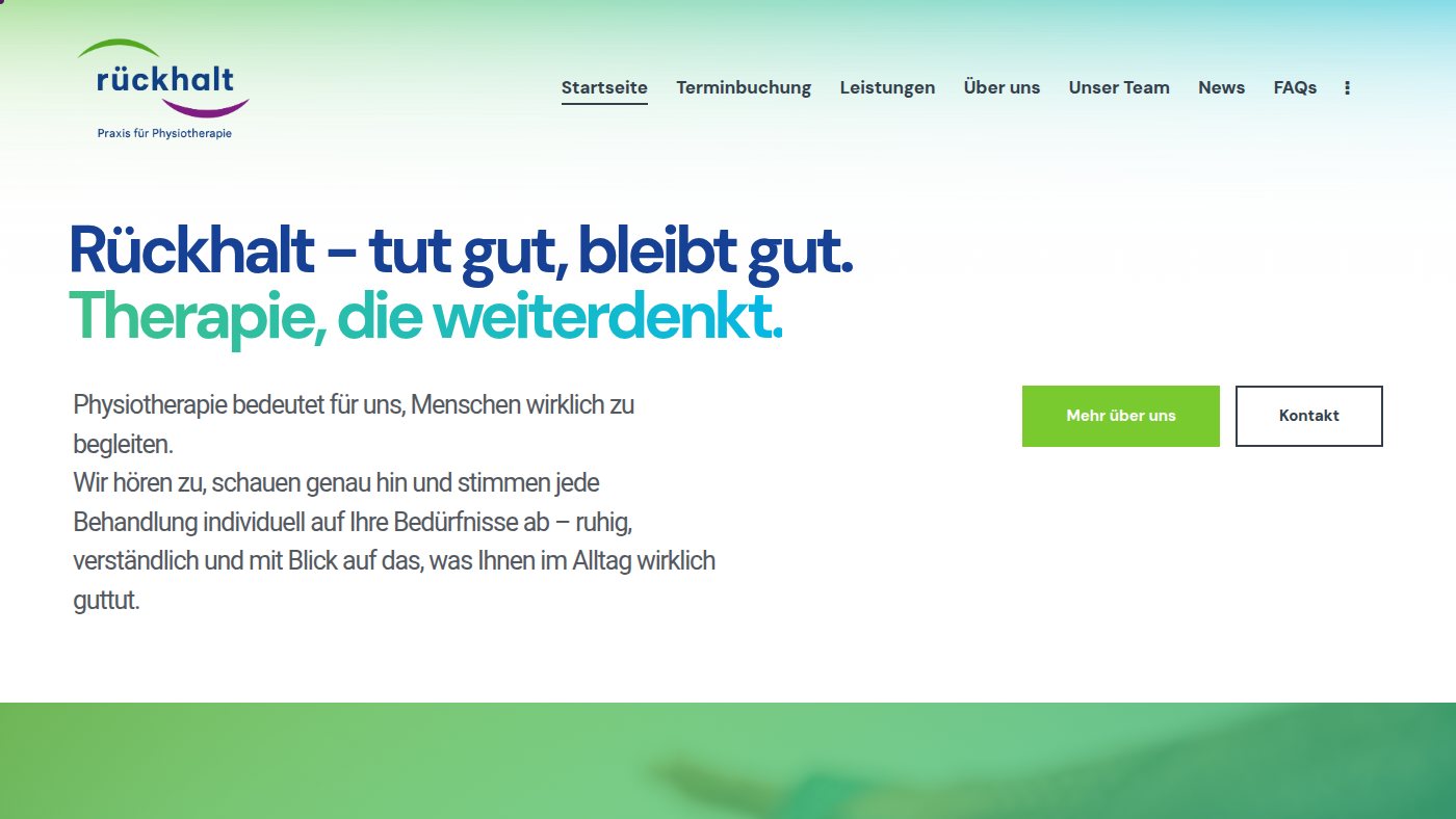 The home page of physio-rueckhalt.de