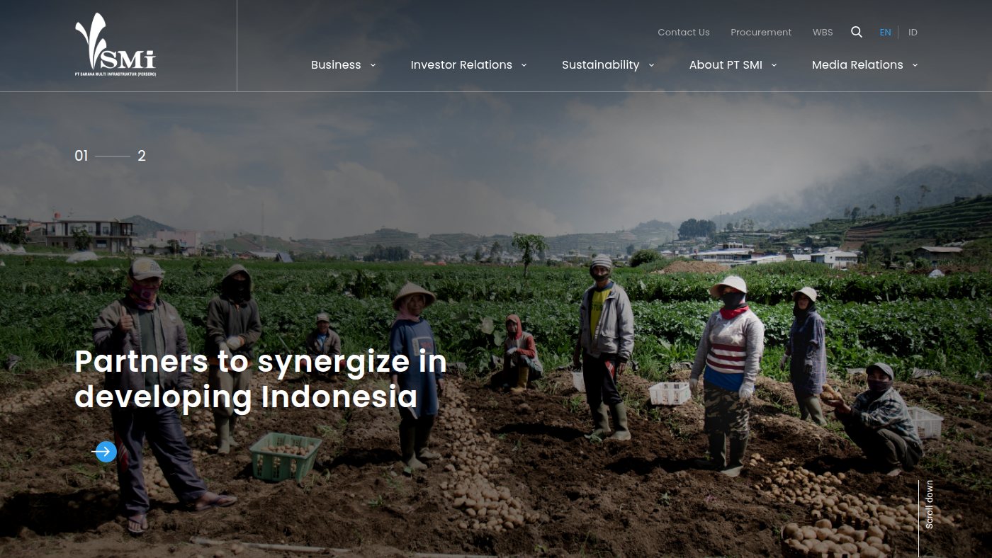 The home page of ptsmi.co.id