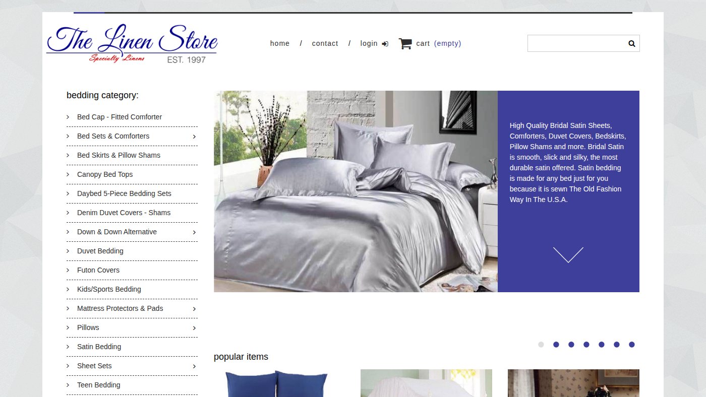 The home page of thelinenstore.com