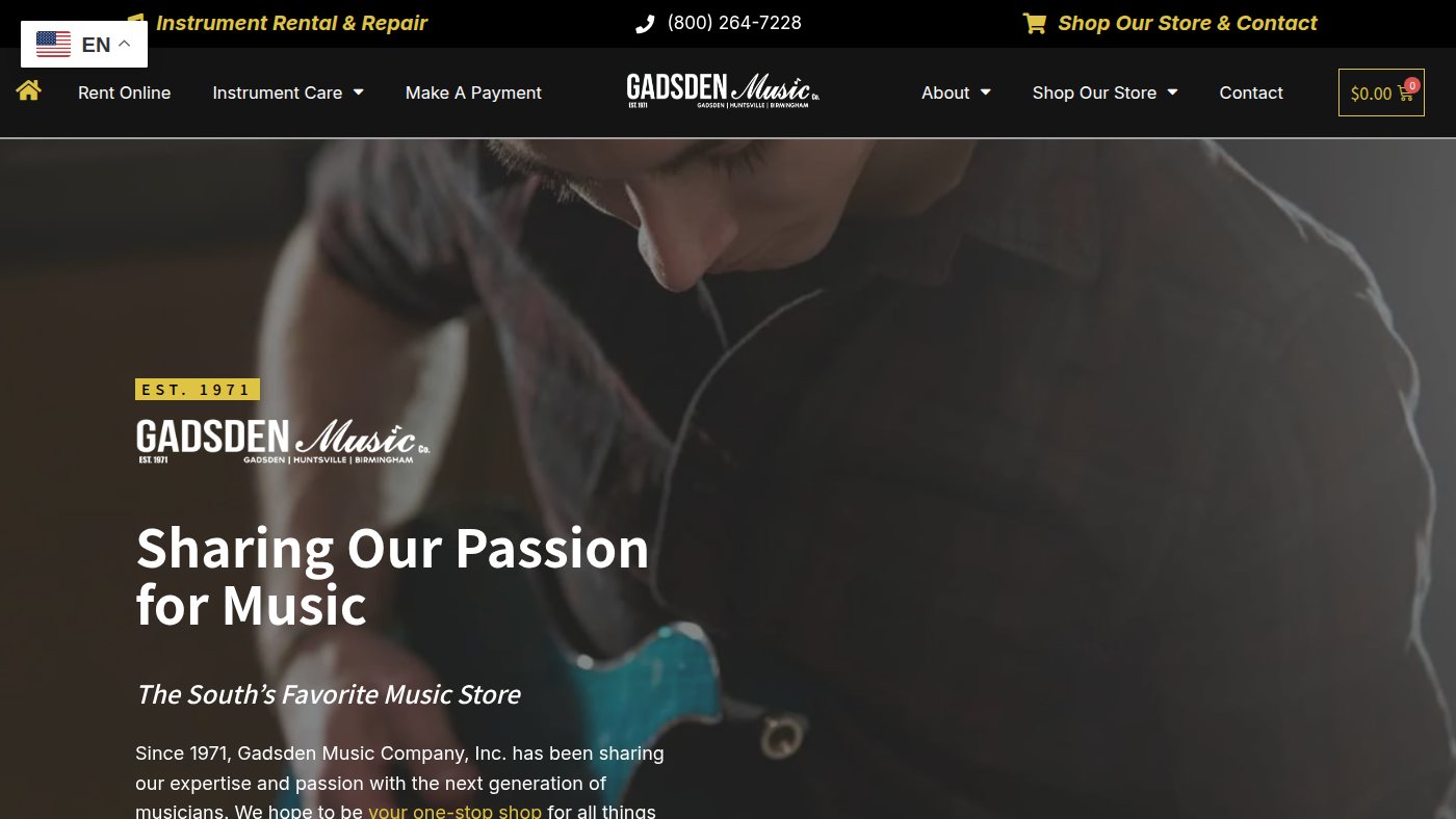 The home page of gadsdenmusic.com