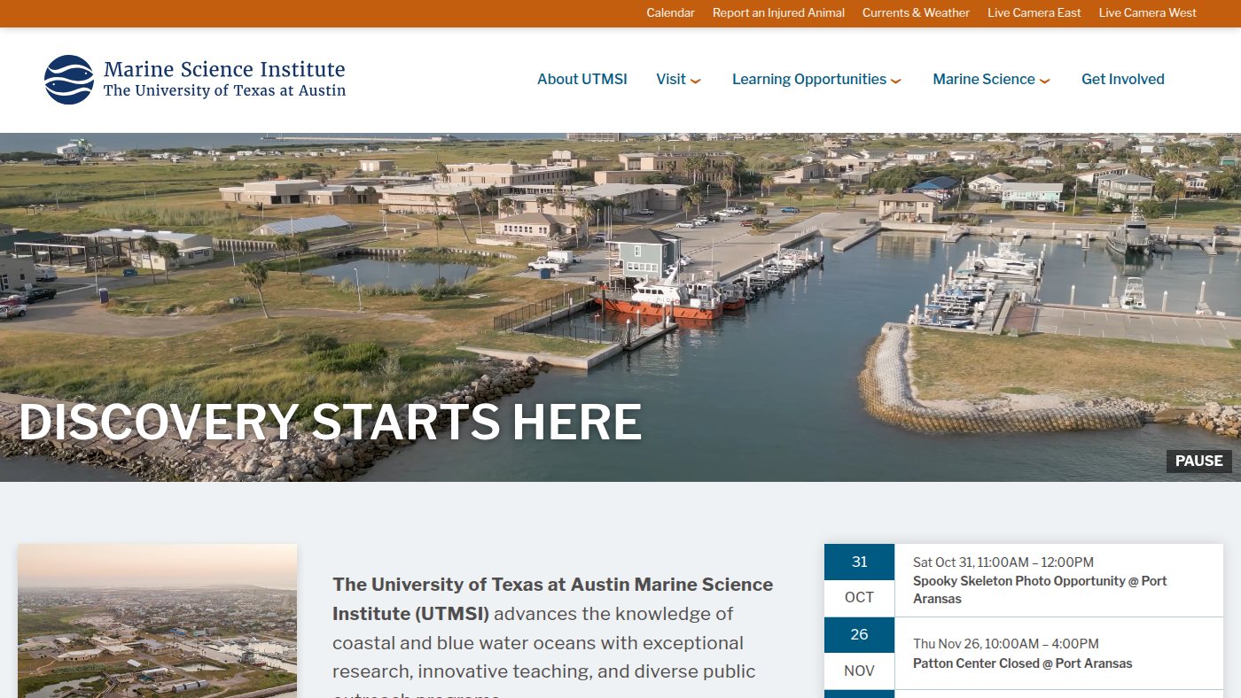 The home page of utmsi.utexas.edu