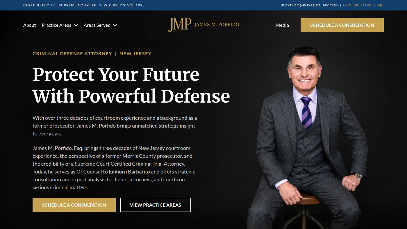 The home page of porfidolaw.com