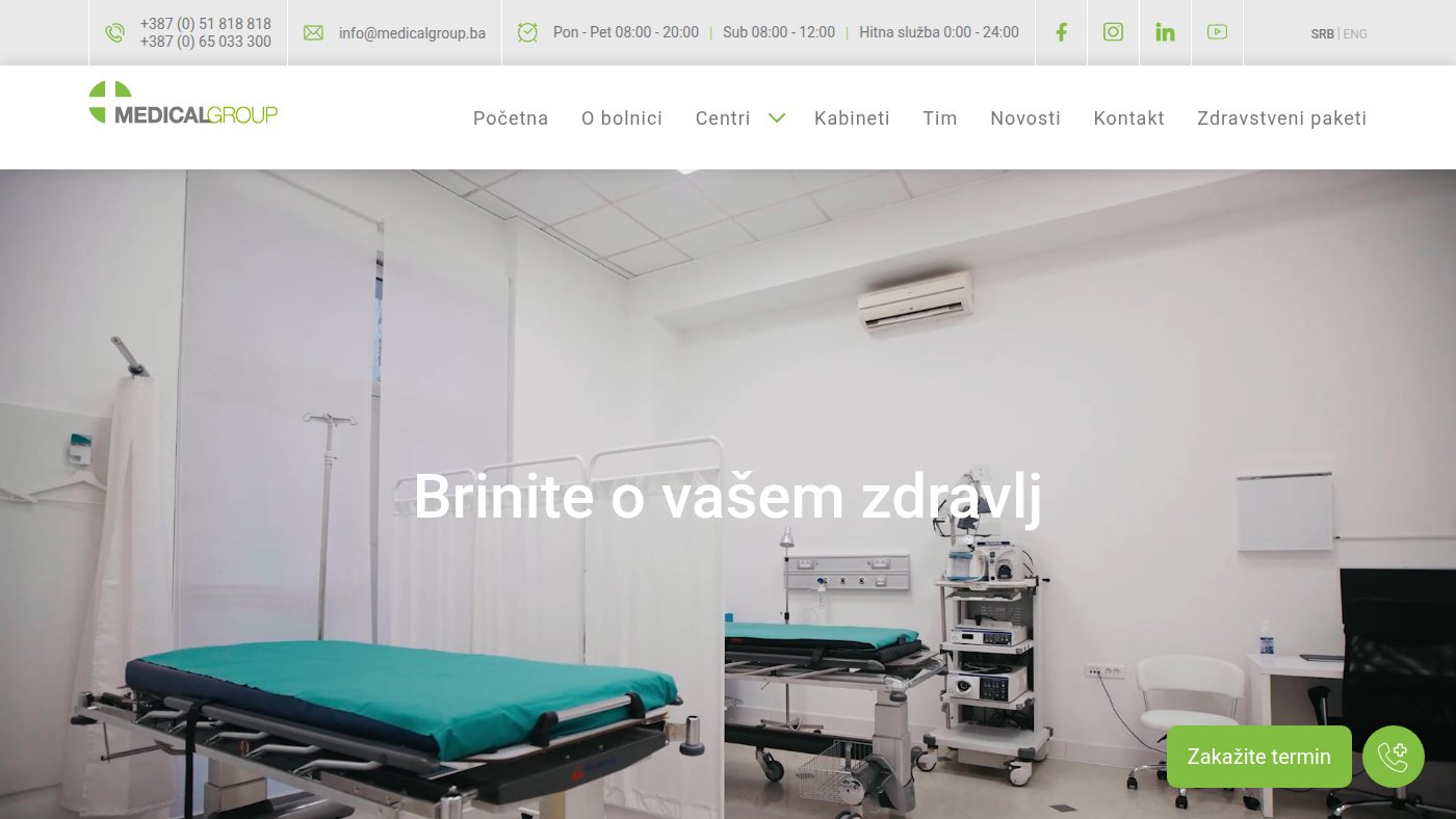 The home page of medicalgroup.ba