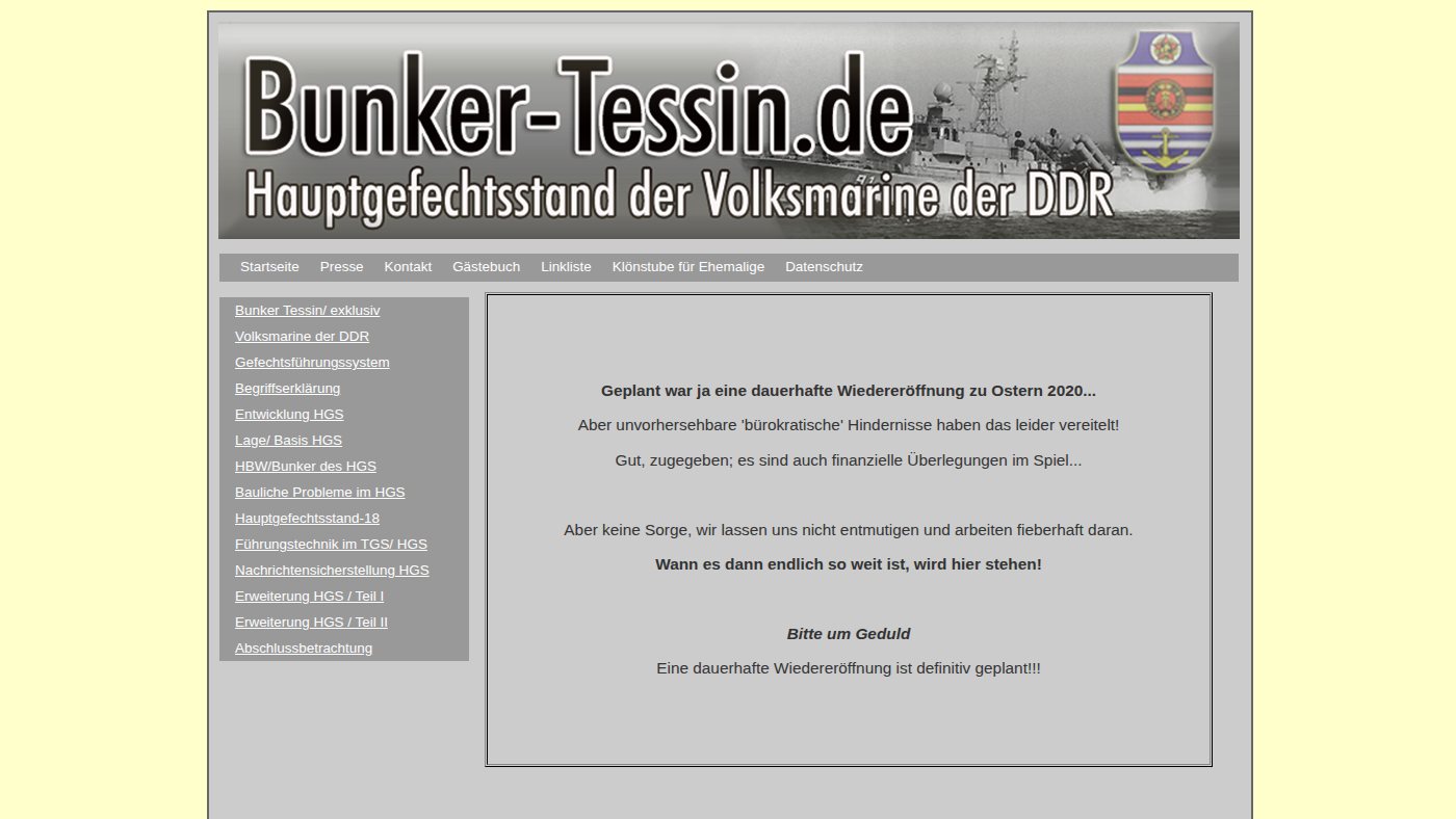 The home page of bunker-tessin.de