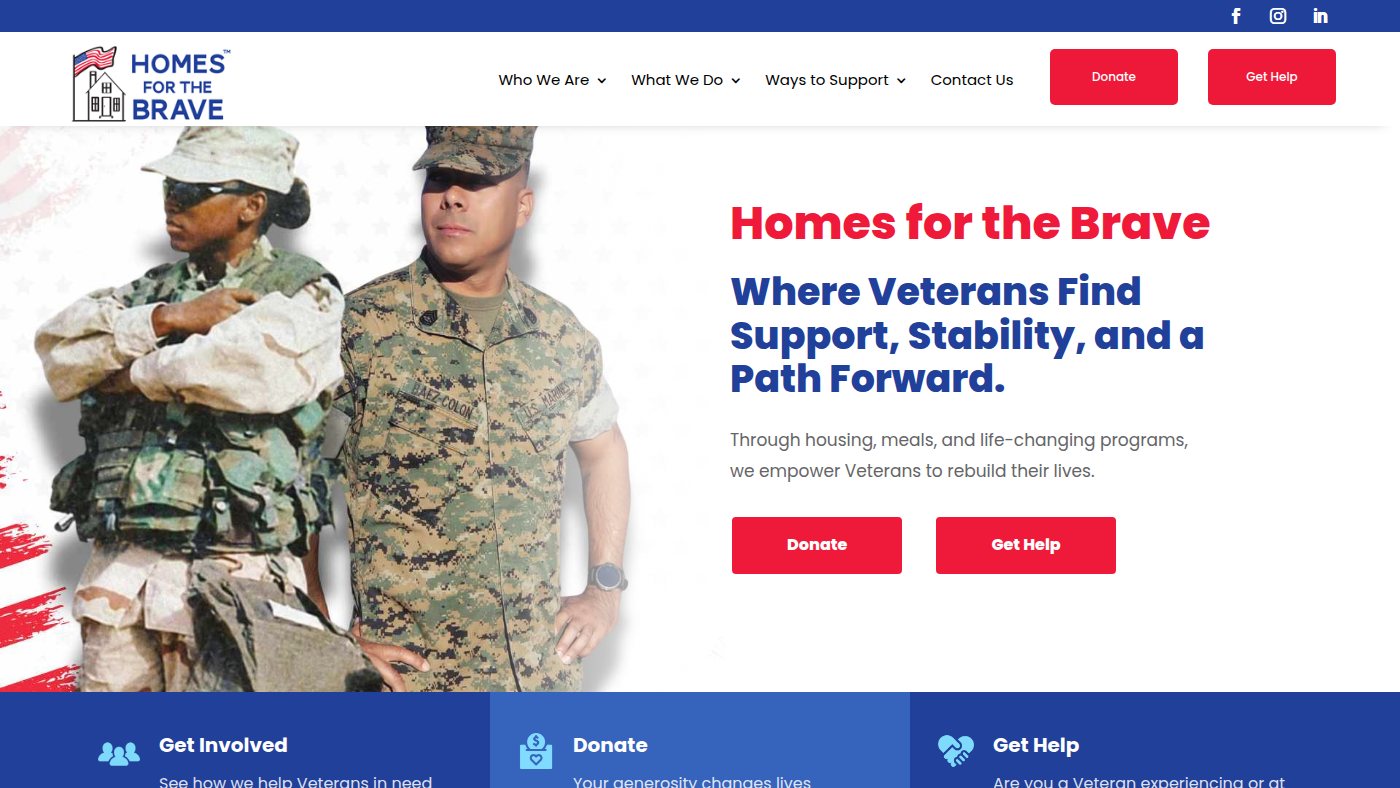 The home page of homesforthebrave.org