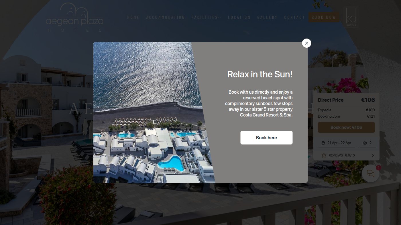 The home page of aegeanplaza.gr