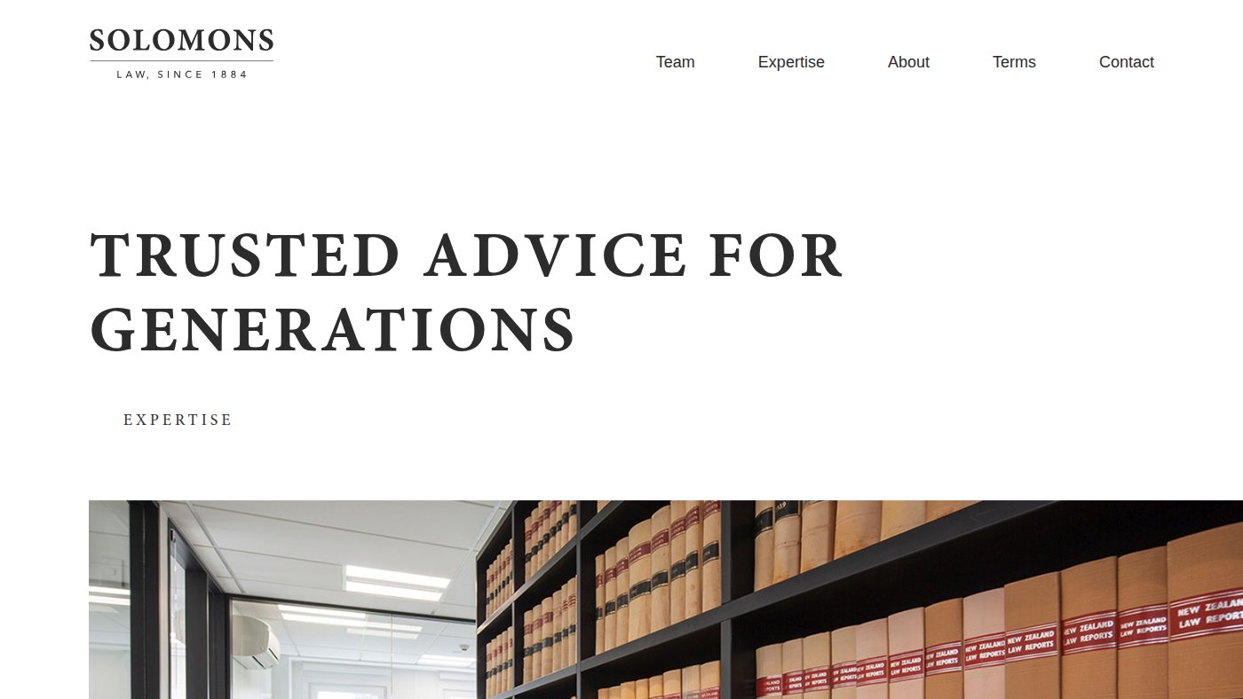 The home page of solomons.co.nz