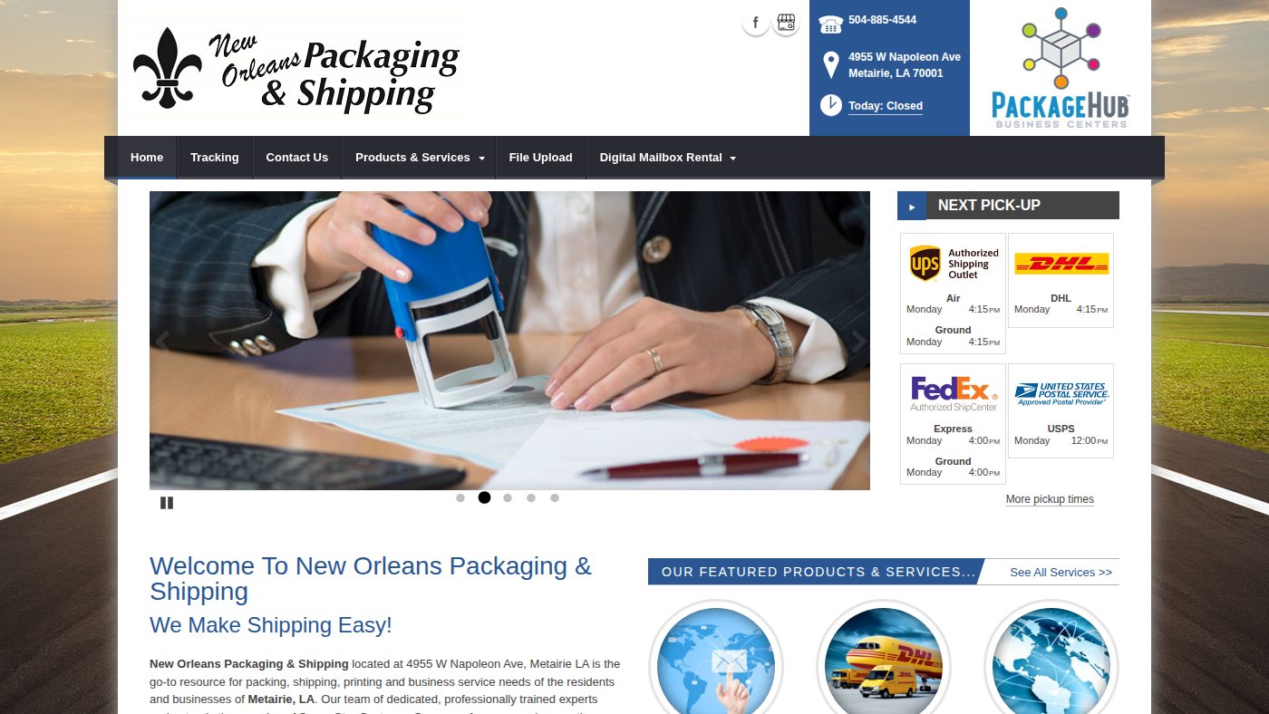 The home page of nolapackandship.com