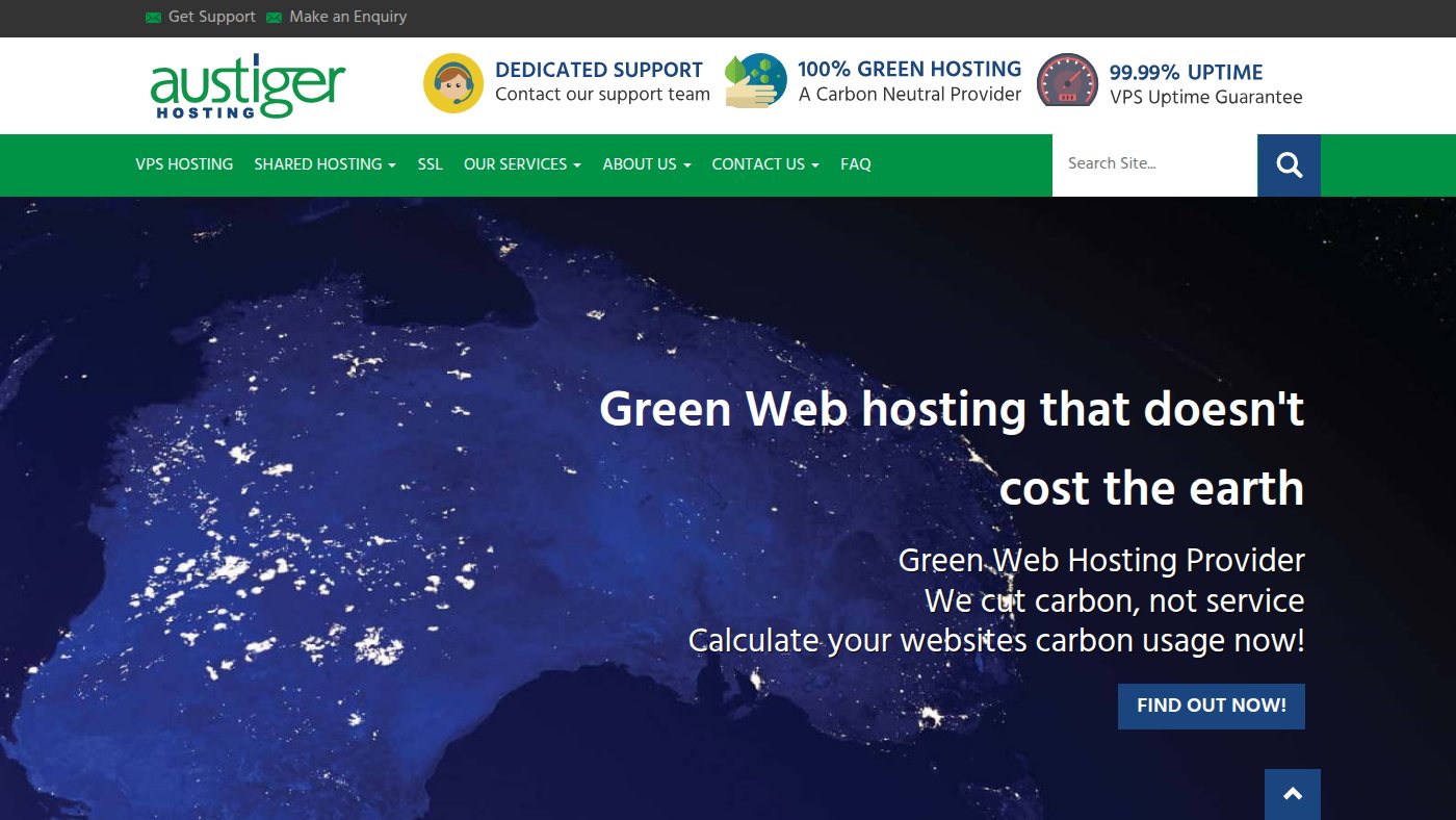 The home page of austiger.com.au