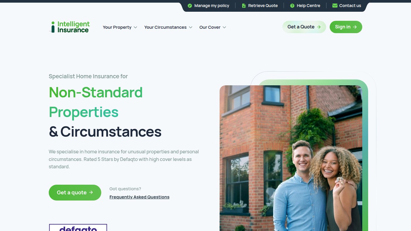 The home page of intelligentinsurance.co.uk