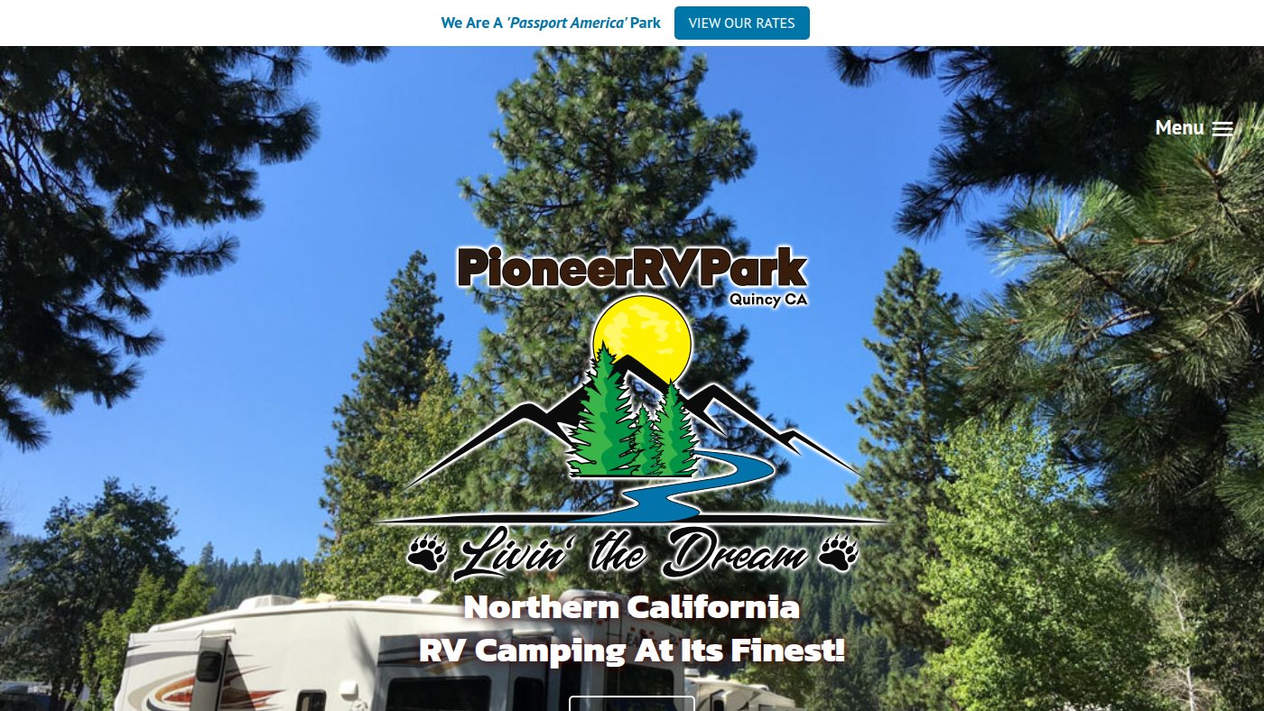 The home page of pioneerrvpark.com